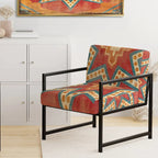 Fauteuil d’appoint capitonné en tissu orange marocain - fauteuil avec accoudoirs