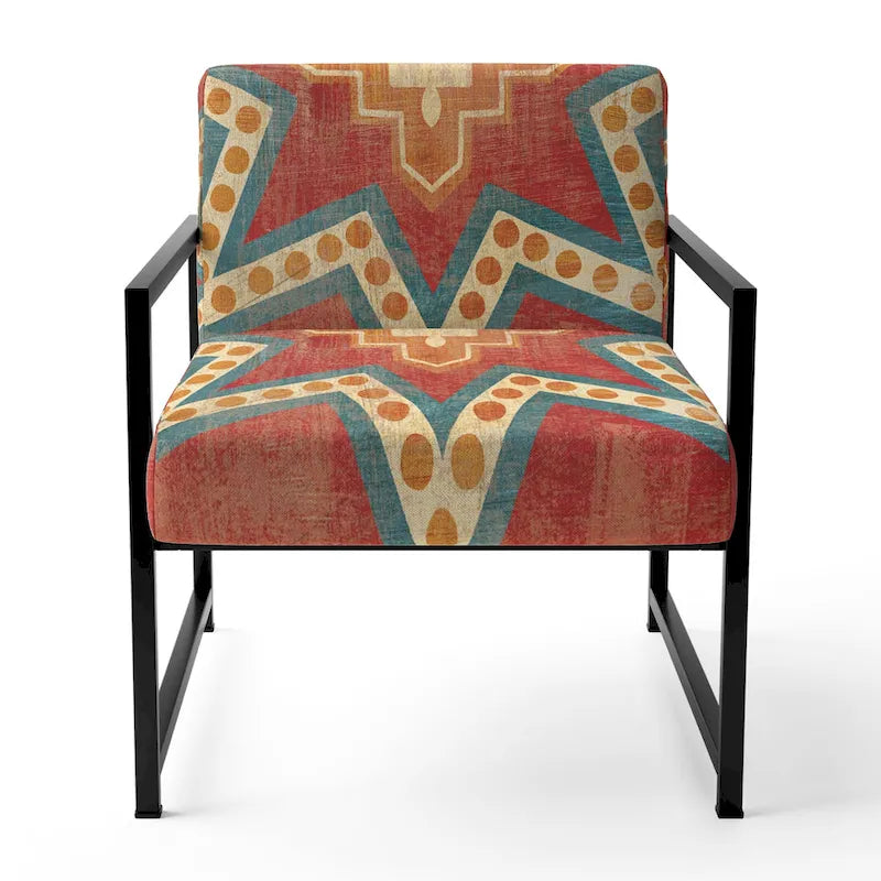 Fauteuil d’appoint capitonné en tissu orange marocain - fauteuil avec accoudoirs