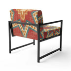 Fauteuil d’appoint capitonné en tissu orange marocain - fauteuil avec accoudoirs