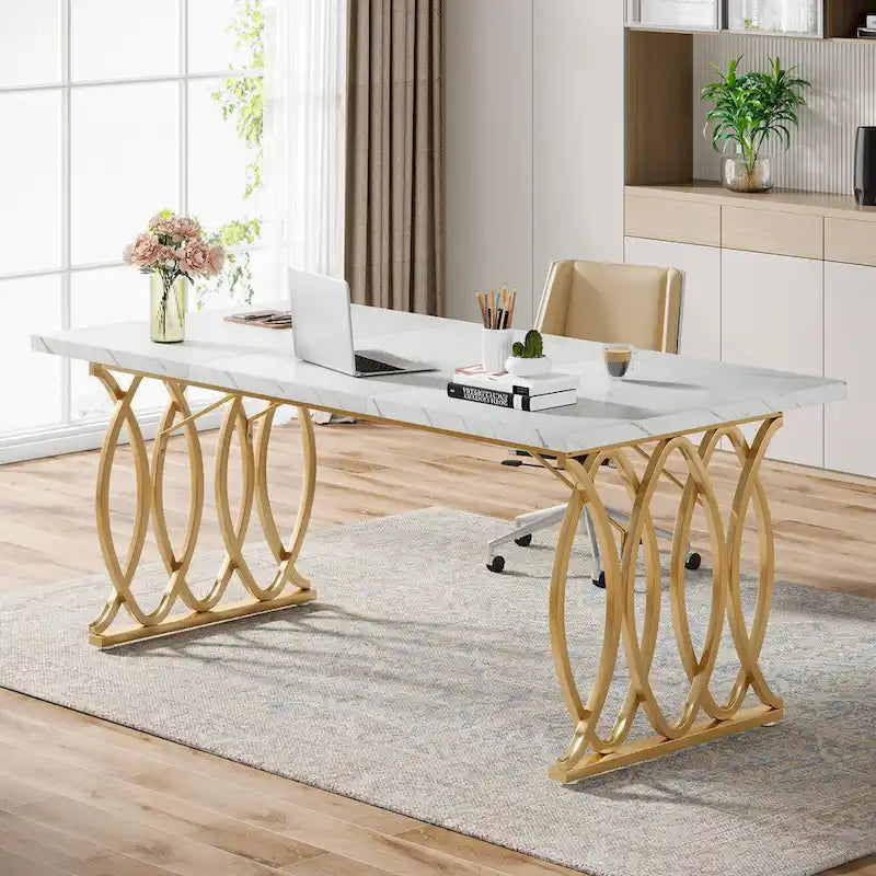 63-Inch Executive Desk and Conference Table for 4–6 People