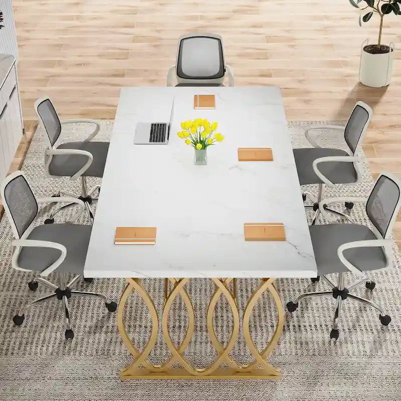 63-Inch Executive Desk and Conference Table for 4–6 People