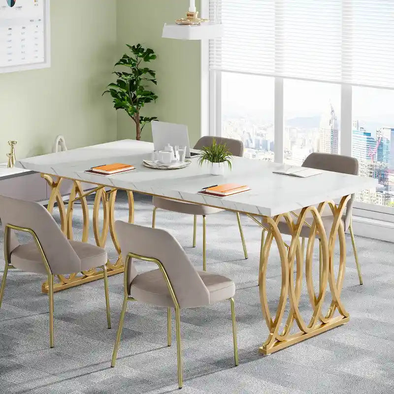 63-Inch Executive Desk and Conference Table for 4–6 People