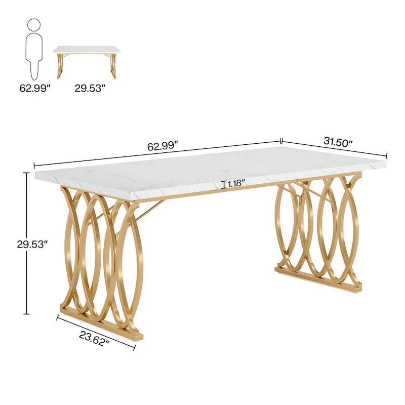 63-Inch Executive Desk and Conference Table for 4–6 People