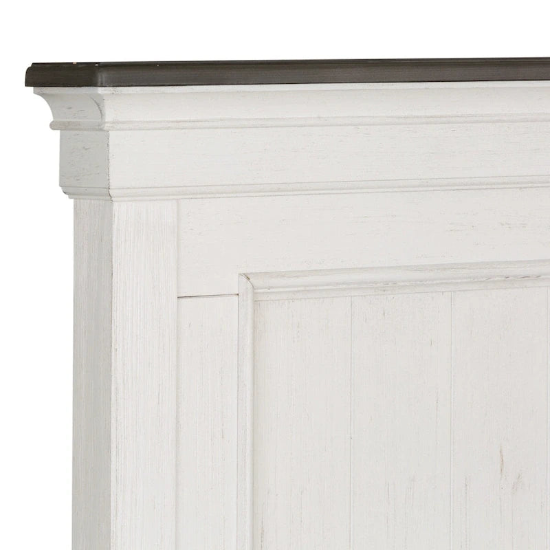 Queen-Panelbett in Weiß und Anthrazit mit gebürsteter Oberfläche