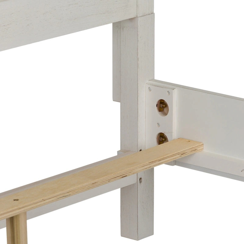 Queen-Panelbett in Weiß und Anthrazit mit gebürsteter Oberfläche