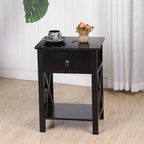 Two-Layer Bedside Table with Drawer