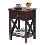 Two-Layer Bedside Table with Drawer