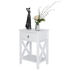 Two-Layer Bedside Table with Drawer