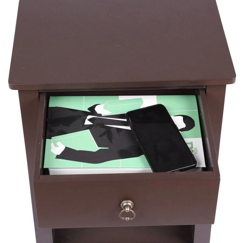 Two-Layer Bedside Table with Drawer