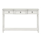 Rustic Solid Wood Console Table with 3 Drawers and Lower Shelf