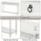 Rustic Solid Wood Console Table with 3 Drawers and Lower Shelf