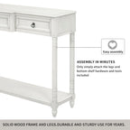 Rustic Solid Wood Console Table with 3 Drawers and Lower Shelf