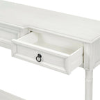 Rustic Solid Wood Console Table with 3 Drawers and Lower Shelf
