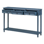 Rustic Solid Wood Console Table with 3 Drawers and Lower Shelf