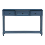 Rustic Solid Wood Console Table with 3 Drawers and Lower Shelf