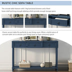 Rustic Solid Wood Console Table with 3 Drawers and Lower Shelf