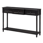 Rustic Solid Wood Console Table with 3 Drawers and Lower Shelf