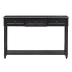 Rustic Solid Wood Console Table with 3 Drawers and Lower Shelf