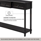 Rustic Solid Wood Console Table with 3 Drawers and Lower Shelf