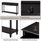 Rustic Solid Wood Console Table with 3 Drawers and Lower Shelf