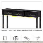 Rustic Solid Wood Console Table with 3 Drawers and Lower Shelf