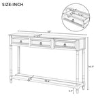 Rustic Solid Wood Console Table with 3 Drawers and Lower Shelf
