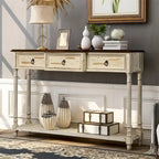 Rustic Solid Wood Console Table with 3 Drawers and Lower Shelf