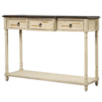 Rustic Solid Wood Console Table with 3 Drawers and Lower Shelf