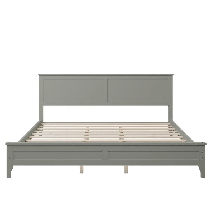 Struttura letto king con piattaforma, testiera, pediera e doghe in legno