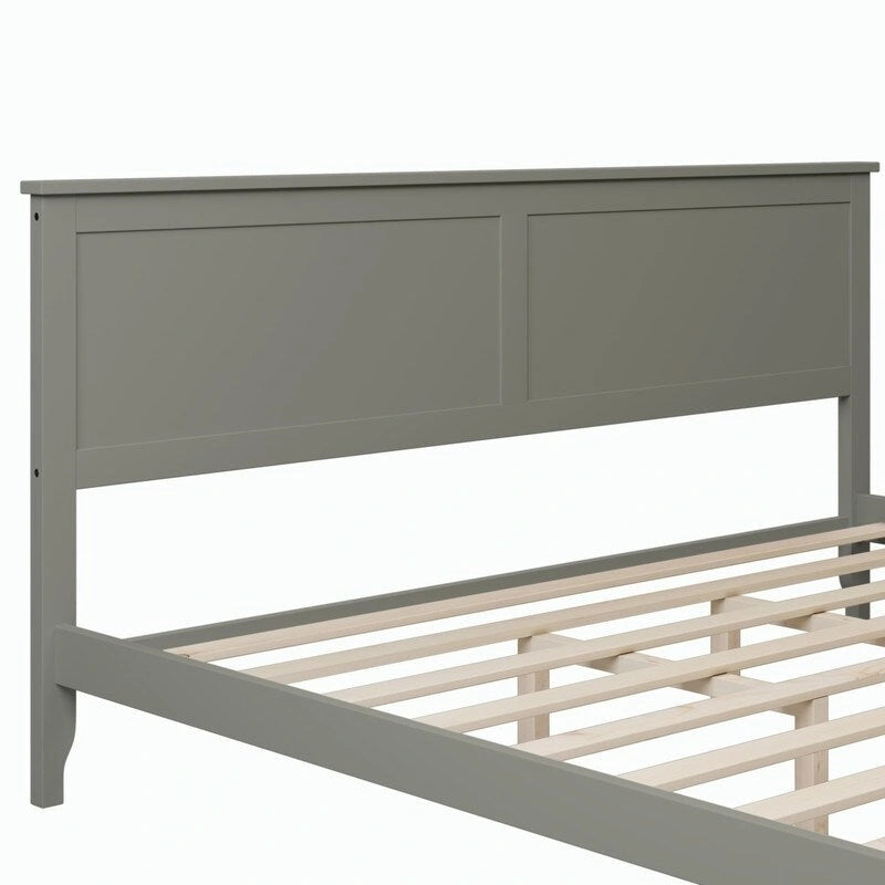 Struttura letto king con piattaforma, testiera, pediera e doghe in legno