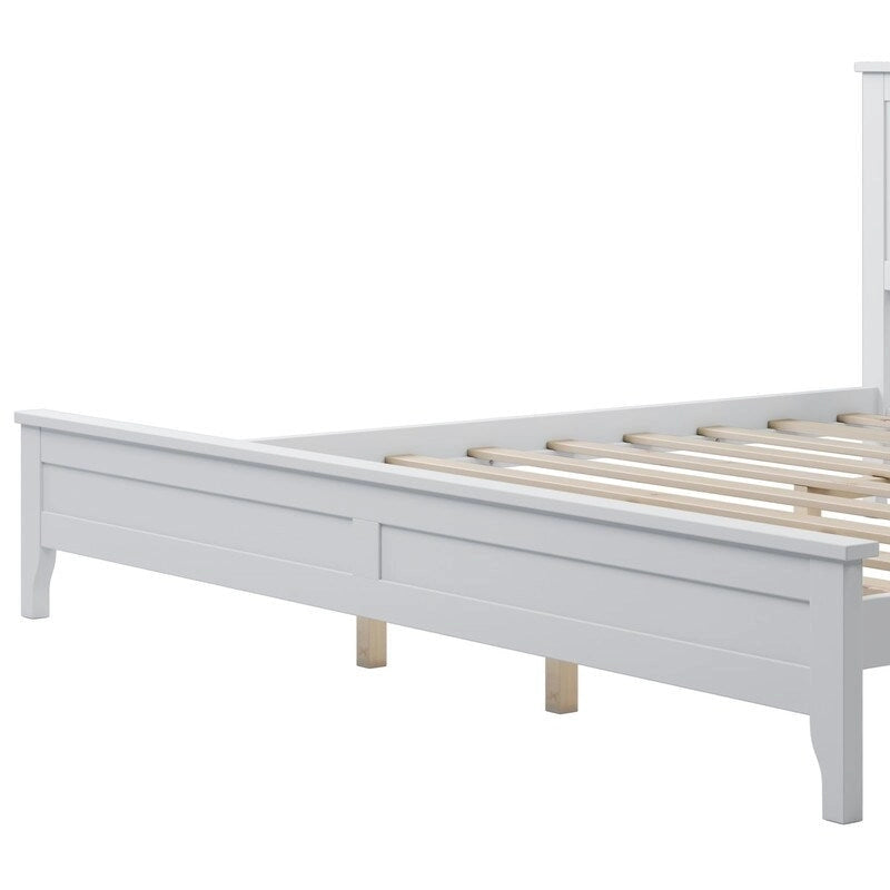 Struttura letto king con piattaforma, testiera, pediera e doghe in legno