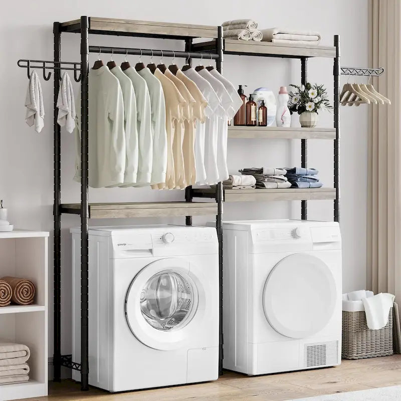 5-Tier Wood Over The Washer and Dryer Storage Shelf