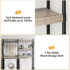 5-Tier Wood Over-the-Washer and Dryer Storage Shelf