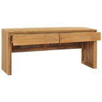 Solid Teak Wood TV Stand with 2 Drawers, 39.4 x 13.8 x 17.7