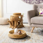 Beistelltisch aus natürlichem Rattan in Elefantenform mit Tablett - 25 x 17.5 x 21.5 in