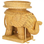 Beistelltisch aus natürlichem Rattan in Elefantenform mit Tablett - 25 x 17.5 x 21.5 in