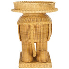 Beistelltisch aus natürlichem Rattan in Elefantenform mit Tablett - 25 x 17.5 x 21.5 in