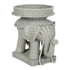 Beistelltisch aus natürlichem Rattan in Elefantenform mit Tablett - 25 x 17.5 x 21.5 in