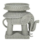 Beistelltisch aus natürlichem Rattan in Elefantenform mit Tablett - 25 x 17.5 x 21.5 in