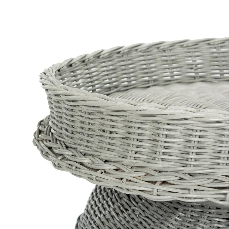 Beistelltisch aus natürlichem Rattan in Elefantenform mit Tablett - 25 x 17.5 x 21.5 in