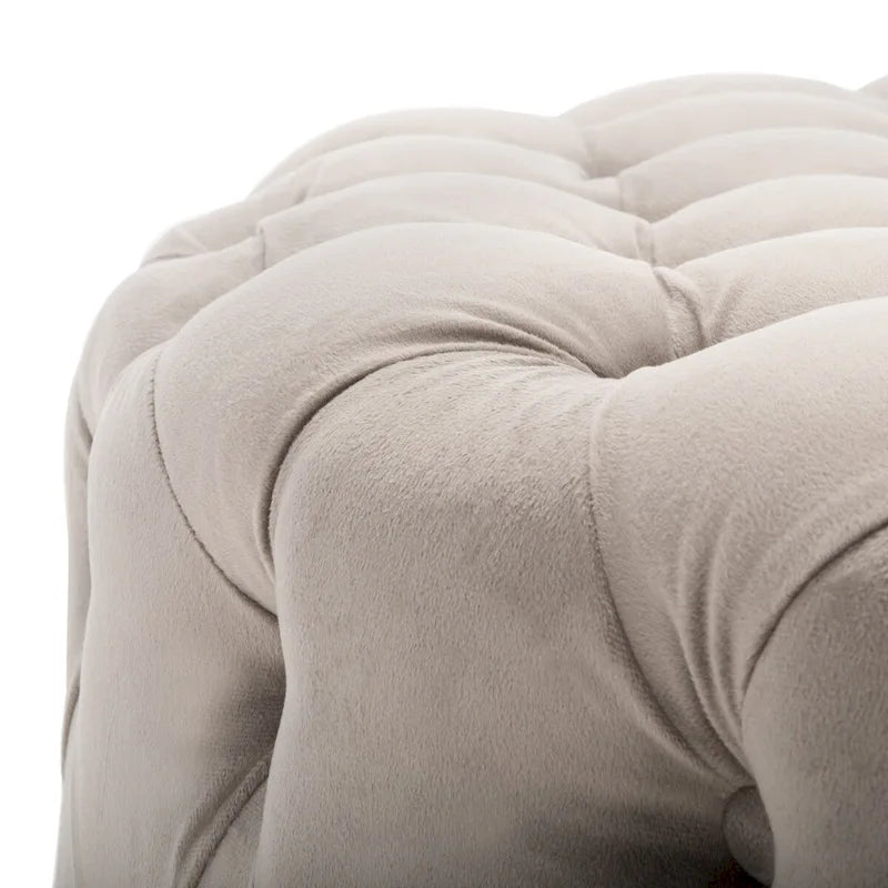 Runder Leinenhocker mit Knopfheftung