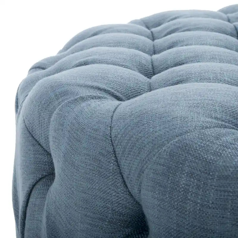 Runder Leinenhocker mit Knopfheftung