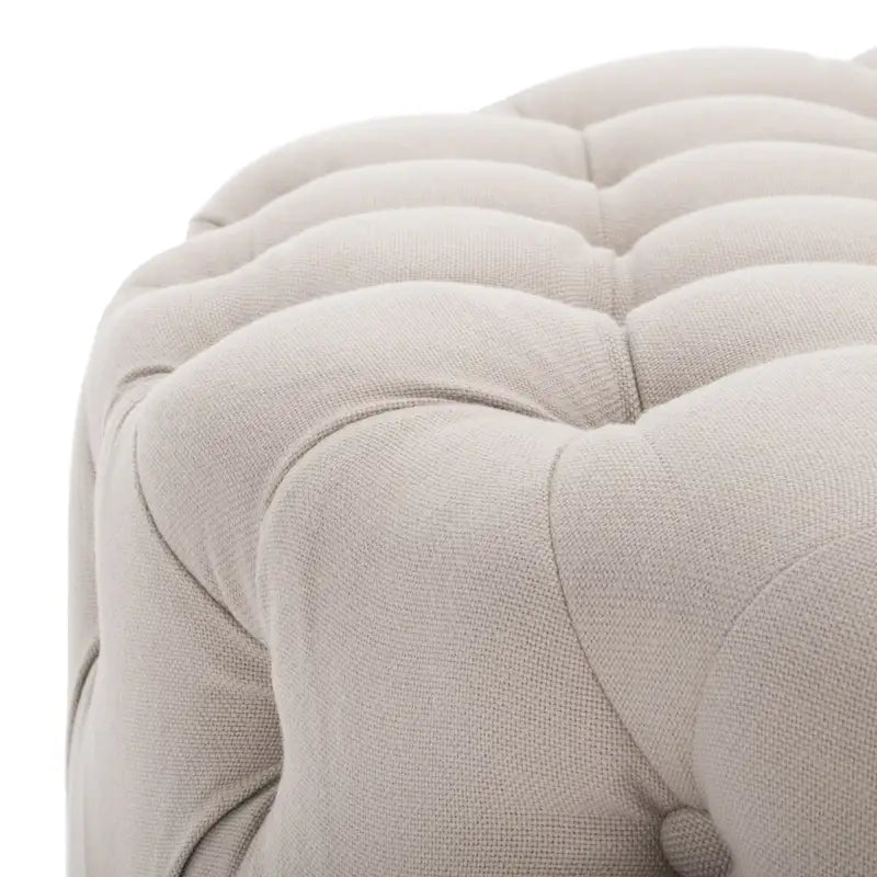 Runder Leinenhocker mit Knopfheftung