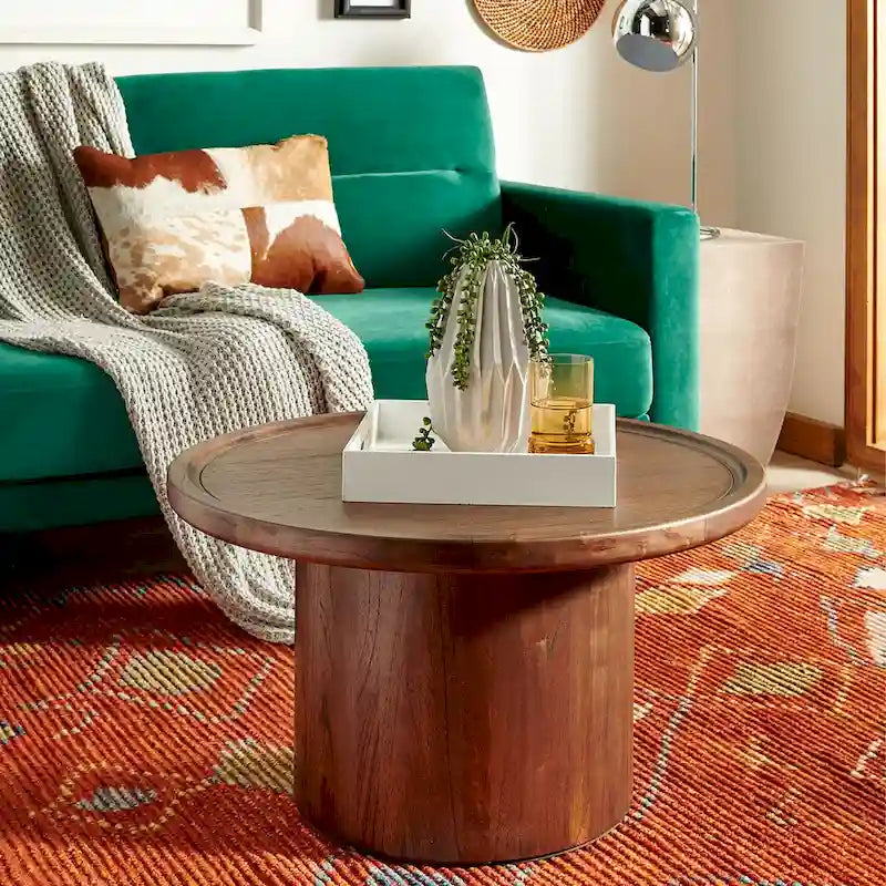 Runder Säulen-Couchtisch - Natur - 28W x 28D x 16H