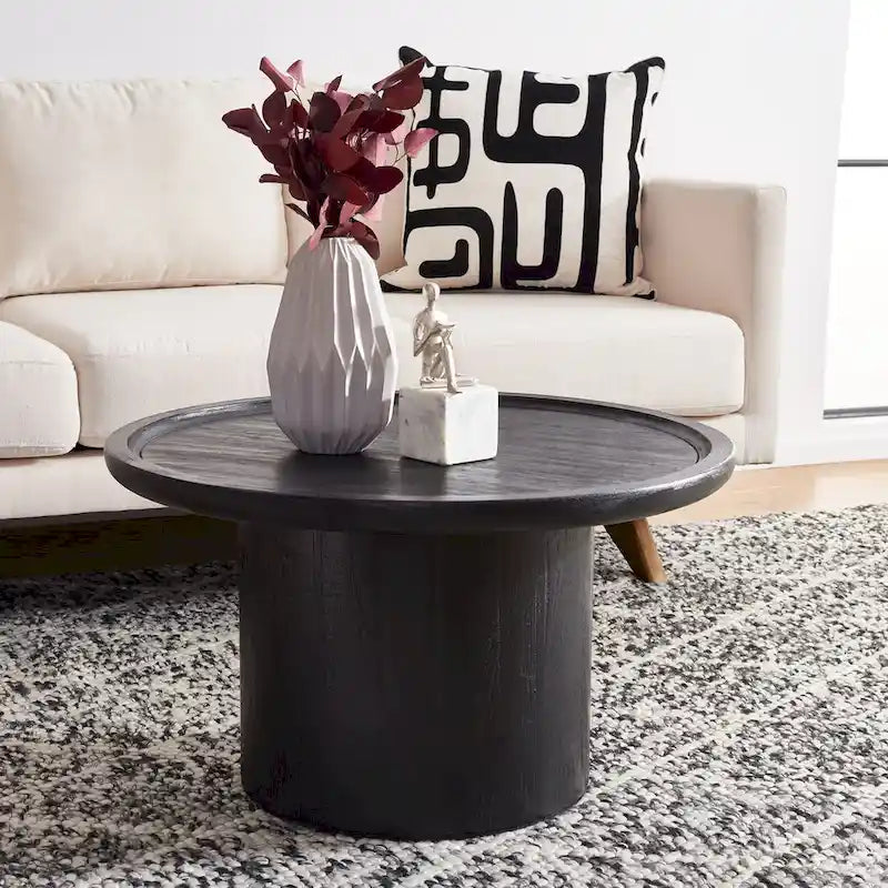 Runder Säulen-Couchtisch - Natur - 28W x 28D x 16H