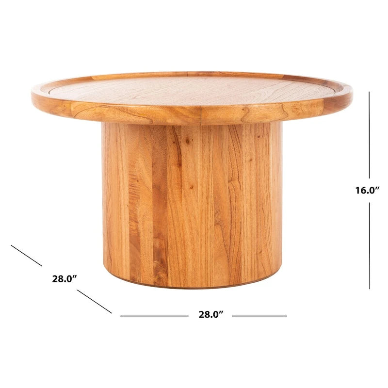 Runder Säulen-Couchtisch - Natur - 28W x 28D x 16H