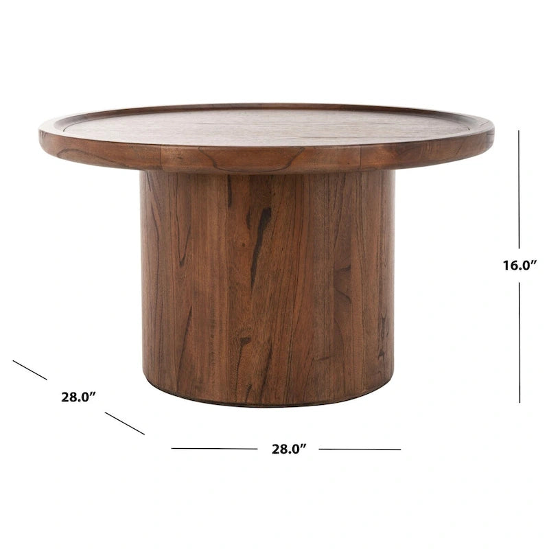 Runder Säulen-Couchtisch - Natur - 28W x 28D x 16H