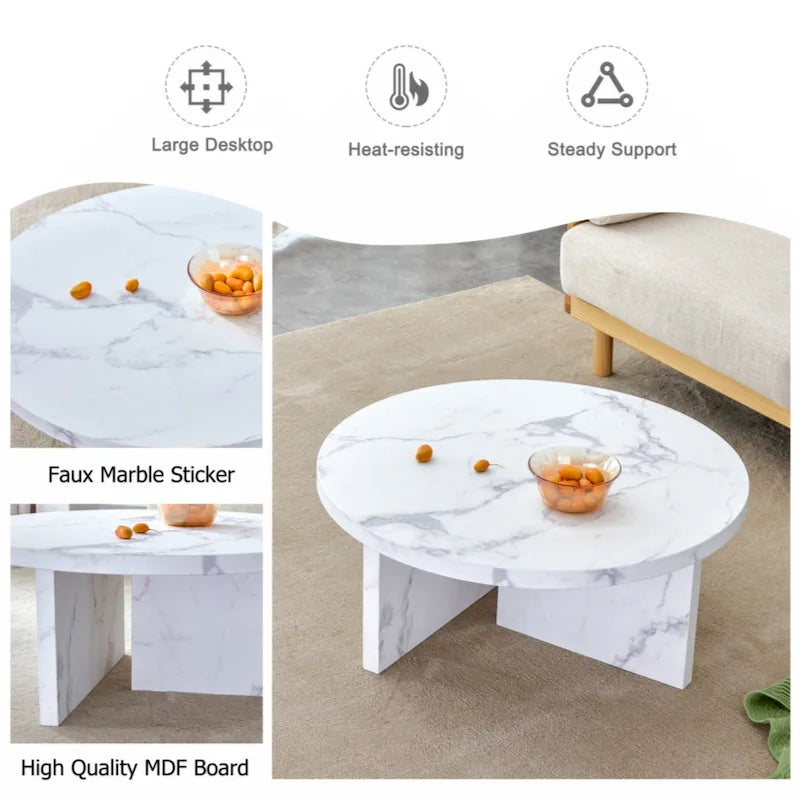 Mesa de centro redonda em MDF para espaços pequenos