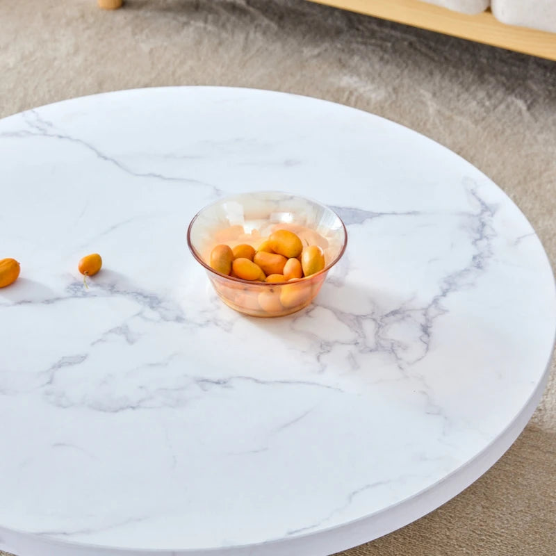 Mesa de centro redonda em MDF para espaços pequenos