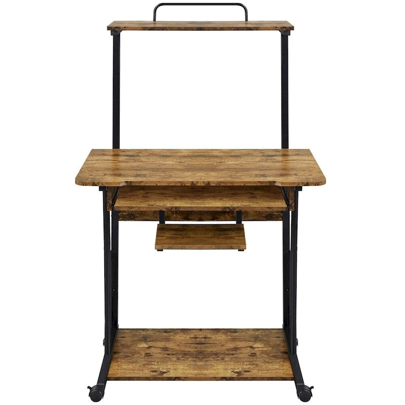Bureau d’ordinateur portable avec 4 étagères et plateau pour clavier